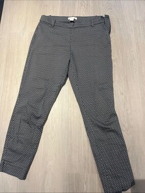 H&M Black & White Straight Leg Patterned Pants with side Zip